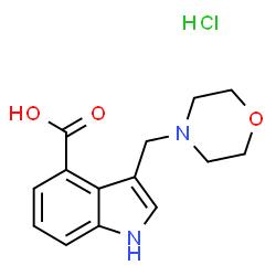 ChemSpider 2D Image | 3-(4-Morpholinylmethyl)-1H-indole-4-carboxylic acid hydrochloride (1:1) | C14H17ClN2O3