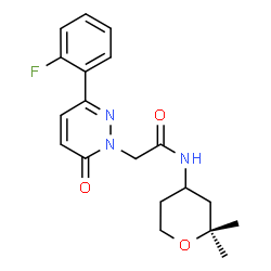 ChemSpider 2D Image | N-(2,2-Dimethyltetrahydro-2H-pyran-4-yl)-2-[3-(2-fluorophenyl)-6-oxo-1(6H)-pyridazinyl]acetamide | C19H22FN3O3