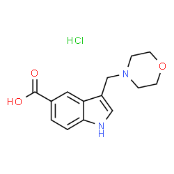 ChemSpider 2D Image | 3-(4-Morpholinylmethyl)-1H-indole-5-carboxylic acid hydrochloride (1:1) | C14H17ClN2O3