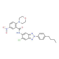 ChemSpider 2D Image | N-[2-(4-Butylphenyl)-6-chloro-2H-benzotriazol-5-yl]-2-(4-morpholinyl)-5-nitrobenzamide | C27H27ClN6O4