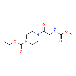 ChemSpider 2D Image | Ethyl 4-[N-(methoxycarbonyl)glycyl]-1-piperazinecarboxylate | C11H19N3O5