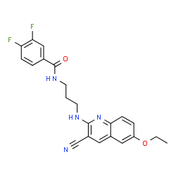 ChemSpider 2D Image | N-{3-[(3-Cyano-6-ethoxy-2-quinolinyl)amino]propyl}-3,4-difluorobenzamide | C22H20F2N4O2
