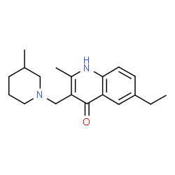 ChemSpider 2D Image | 6-Ethyl-2-methyl-3-[(3-methylpiperidin-1-yl)methyl]quinolin-4-ol | C19H26N2O