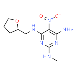 ChemSpider 2D Image | N~2~-Methyl-5-nitro-N~4~-(tetrahydro-2-furanylmethyl)-2,4,6-pyrimidinetriamine | C10H16N6O3