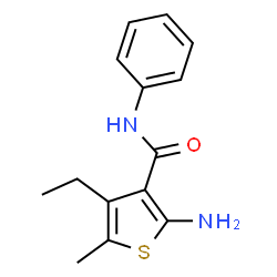 ChemSpider 2D Image | 2-Amino-4-ethyl-5-methyl-N-phenyl-3-thiophenecarboxamide | C14H16N2OS