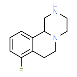 ChemSpider 2D Image | 8-Fluoro-1,3,4,6,7,11b-hexahydro-2H-pyrazino[2,1-a]isoquinoline | C12H15FN2