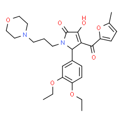 ChemSpider 2D Image | 5-(3,4-Diethoxyphenyl)-3-hydroxy-4-(5-methyl-2-furoyl)-1-[3-(4-morpholinyl)propyl]-1,5-dihydro-2H-pyrrol-2-one | C27H34N2O7