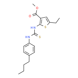 ChemSpider 2D Image | Methyl 2-{[(4-butylphenyl)carbamothioyl]amino}-5-ethyl-3-thiophenecarboxylate | C19H24N2O2S2