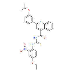 ChemSpider 2D Image | N-{4-ethoxy-2-nitrophenyl}-N'-{[2-(3-isopropoxyphenyl)-4-quinolinyl]carbonyl}thiourea | C28H26N4O5S