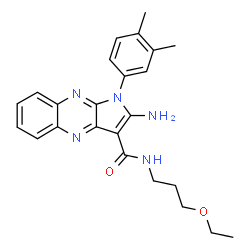 ChemSpider 2D Image | 2-Amino-1-(3,4-dimethylphenyl)-N-(3-ethoxypropyl)-1H-pyrrolo[2,3-b]quinoxaline-3-carboxamide | C24H27N5O2