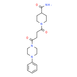 ChemSpider 2D Image | 1-[4-Oxo-4-(4-phenyl-1-piperazinyl)butanoyl]-4-piperidinecarboxamide | C20H28N4O3