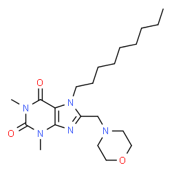 ChemSpider 2D Image | 1,3-Dimethyl-8-(4-morpholinylmethyl)-7-nonyl-3,7-dihydro-1H-purine-2,6-dione | C21H35N5O3