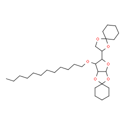 ChemSpider 2D Image | 5'-(1,4-Dioxaspiro[4.5]dec-2-yl)-6'-(dodecyloxy)tetrahydrospiro[cyclohexane-1,2'-furo[2,3-d][1,3]dioxole] | C30H52O6