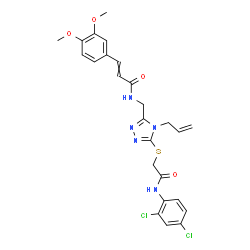 ChemSpider 2D Image | N-{[4-Allyl-5-({2-[(2,4-dichlorophenyl)amino]-2-oxoethyl}sulfanyl)-4H-1,2,4-triazol-3-yl]methyl}-3-(3,4-dimethoxyphenyl)acrylamide | C25H25Cl2N5O4S