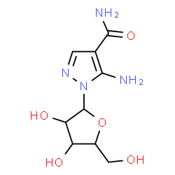 ChemSpider 2D Image | 5-Amino-1-pentofuranosyl-1H-pyrazole-4-carboxamide | C9H14N4O5