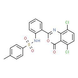 ChemSpider 2D Image | N-[2-(5,8-Dichloro-4-oxo-4H-3,1-benzoxazin-2-yl)phenyl]-4-methylbenzenesulfonamide | C21H14Cl2N2O4S