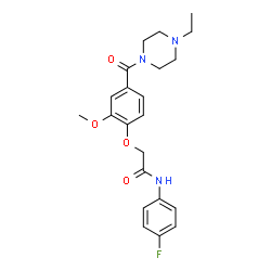 ChemSpider 2D Image | 2-{4-[(4-Ethyl-1-piperazinyl)carbonyl]-2-methoxyphenoxy}-N-(4-fluorophenyl)acetamide | C22H26FN3O4