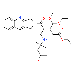 ChemSpider 2D Image | Ethyl 3-(diethoxymethyl)-5-(1,3-dihydro-2H-pyrrolo[3,4-b]quinolin-2-yl)-4-{[(4-hydroxy-2-methyl-2-pentanyl)amino]methyl}-5-oxopentanoate | C30H45N3O6