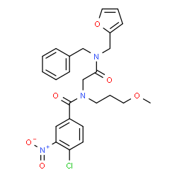ChemSpider 2D Image | N-{2-[Benzyl(2-furylmethyl)amino]-2-oxoethyl}-4-chloro-N-(3-methoxypropyl)-3-nitrobenzamide | C25H26ClN3O6