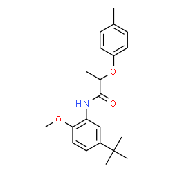 ChemSpider 2D Image | N-[2-Methoxy-5-(2-methyl-2-propanyl)phenyl]-2-(4-methylphenoxy)propanamide | C21H27NO3