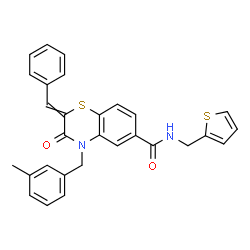ChemSpider 2D Image | 2-Benzylidene-4-(3-methylbenzyl)-3-oxo-N-(2-thienylmethyl)-3,4-dihydro-2H-1,4-benzothiazine-6-carboxamide | C29H24N2O2S2