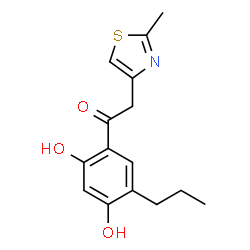 ChemSpider 2D Image | 1-(2,4-Dihydroxy-5-propylphenyl)-2-(2-methyl-1,3-thiazol-4-yl)ethanone | C15H17NO3S