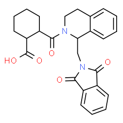 ChemSpider 2D Image | 2-({1-[(1,3-Dioxo-1,3-dihydro-2H-isoindol-2-yl)methyl]-3,4-dihydro-2(1H)-isoquinolinyl}carbonyl)cyclohexanecarboxylic acid | C26H26N2O5