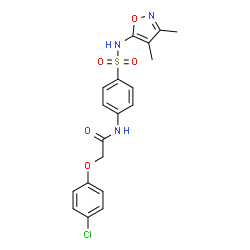 ChemSpider 2D Image | 2-(4-Chlorophenoxy)-N-{4-[(3,4-dimethyl-1,2-oxazol-5-yl)sulfamoyl]phenyl}acetamide | C19H18ClN3O5S