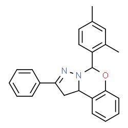 ChemSpider 2D Image | 5-(2,4-Dimethylphenyl)-2-phenyl-1,10b-dihydropyrazolo[1,5-c][1,3]benzoxazine | C24H22N2O