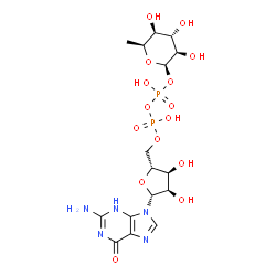 ChemSpider 2D Image | [(2R,3S,4R,5R)-5-(2-Amino-6-oxo-3,6-dihydro-9H-purin-9-yl)-3,4-dihydroxytetrahydro-2-furanyl]methyl (2R,3R,4S,5S,6S)-3,4,5-trihydroxy-6-methyltetrahydro-2H-pyran-2-yl dihydrogen diphosphate (non-prefe
rred name) | C16H25N5O15P2