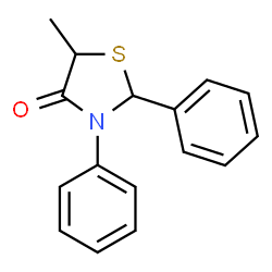 ChemSpider 2D Image | 5-Methyl-2,3-diphenyl-1,3-thiazolidin-4-one | C16H15NOS