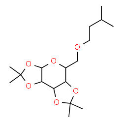 ChemSpider 2D Image | 2,2,7,7-Tetramethyl-5-[(3-methylbutoxy)methyl]tetrahydro-3aH-bis[1,3]dioxolo[4,5-b:4',5'-d]pyran | C17H30O6