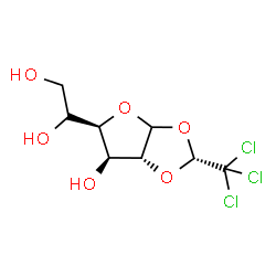 ChemSpider 2D Image | 1,2-O-[(1R)-2,2,2-Trichloroethylidene]-D-glucofuranose | C8H11Cl3O6