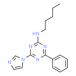 ChemSpider 2D Image | 4-(1H-Imidazol-1-yl)-N-pentyl-6-phenyl-1,3,5-triazin-2-amine | C17H20N6