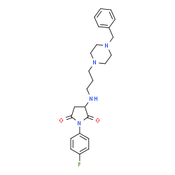 ChemSpider 2D Image | 3-{[3-(4-Benzyl-1-piperazinyl)propyl]amino}-1-(4-fluorophenyl)-2,5-pyrrolidinedione | C24H29FN4O2