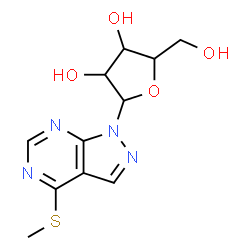 ChemSpider 2D Image | 4-(Methylsulfanyl)-1-pentofuranosyl-1H-pyrazolo[3,4-d]pyrimidine | C11H14N4O4S