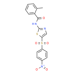 ChemSpider 2D Image | 2-Methyl-N-{5-[(4-nitrophenyl)sulfonyl]-1,3-thiazol-2-yl}benzamide | C17H13N3O5S2