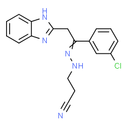 ChemSpider 2D Image | 3-{2-[2-(1H-Benzimidazol-2-yl)-1-(3-chlorophenyl)ethylidene]hydrazino}propanenitrile | C18H16ClN5