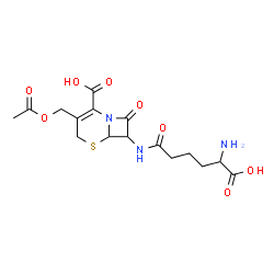 ChemSpider 2D Image | 3-(Acetoxymethyl)-7-[(5-amino-5-carboxypentanoyl)amino]-8-oxo-5-thia-1-azabicyclo[4.2.0]oct-2-ene-2-carboxylic acid | C16H21N3O8S