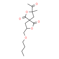 ChemSpider 2D Image | 3-Acetyl-8-(butoxymethyl)-3-methyl-2,7-dioxaspiro[4.4]nonane-1,6-dione | C15H22O6