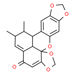 ChemSpider 2D Image | 7,8-Dimethyl-7,8,8a,14b-tetrahydro-5H-benzo[kl]bis[1,3]dioxolo[4,5-b:4',5'-g]xanthen-5-one | C20H18O6