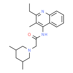 ChemSpider 2D Image | 2-(3,5-Dimethyl-1-piperidinyl)-N-(2-ethyl-3-methyl-4-quinolinyl)acetamide | C21H29N3O