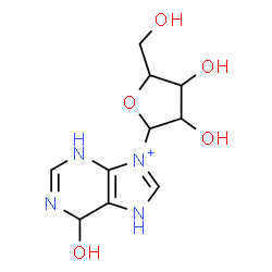 ChemSpider 2D Image | 6-Hydroxy-9-pentofuranosyl-6,7-dihydro-3H-purin-9-ium | C10H15N4O5