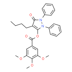ChemSpider 2D Image | 4-butyl-2,5-dihydro-5-oxo-1,2-diphenyl-1H-pyrazol-3-yl 3,4,5-trimethoxybenzoate | C29H30N2O6
