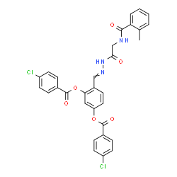 ChemSpider 2D Image | 4-[({[(2-Methylbenzoyl)amino]acetyl}hydrazono)methyl]-1,3-phenylene bis(4-chlorobenzoate) | C31H23Cl2N3O6