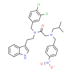 ChemSpider 2D Image | N-(3,4-Dichlorobenzyl)-N-[2-(1H-indol-3-yl)ethyl]-N~2~-isobutyl-N~2~-(4-nitrobenzyl)glycinamide | C30H32Cl2N4O3