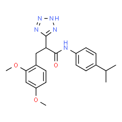 ChemSpider 2D Image | 3-(2,4-Dimethoxyphenyl)-N-(4-isopropylphenyl)-2-(1H-tetrazol-5-yl)propanamide | C21H25N5O3