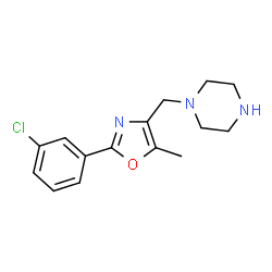 ChemSpider 2D Image | 2-(3-Chlorophenyl)-5-methyl-4-(piperazin-1-ylmethyl)oxazole | C15H18ClN3O