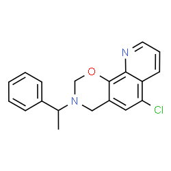 ChemSpider 2D Image | 6-Chloro-3-(1-phenylethyl)-3,4-dihydro-2H-[1,3]oxazino[5,6-h]quinoline | C19H17ClN2O