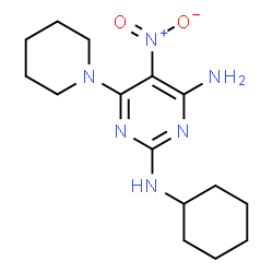 ChemSpider 2D Image | N~2~-Cyclohexyl-5-nitro-6-(1-piperidinyl)-2,4-pyrimidinediamine | C15H24N6O2